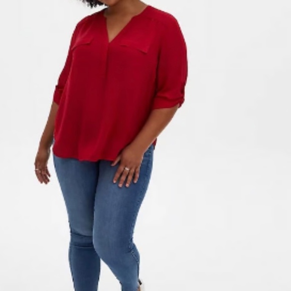 Torrid Red Harper Georgette Blouse - Picture 3 of 3
